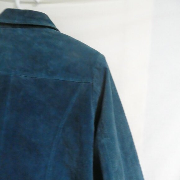 CHICO'S | size 2 | Blue Suede Button-Up Front Jacket - Picture 11 of 14